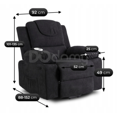 Крісло реклайнер MEBEL ELITE FENIX Чорний, фото 7