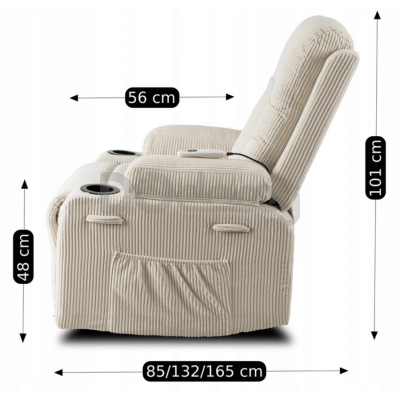 Крісло реклайнер MEBEL ELITE BOX Sztruksowy Бежевий, фото 10