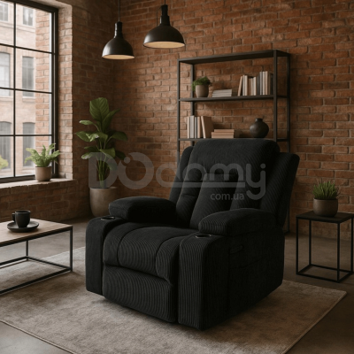 Крісло реклайнер MEBEL ELITE BOX Sztruksowy Чорний, фото 1