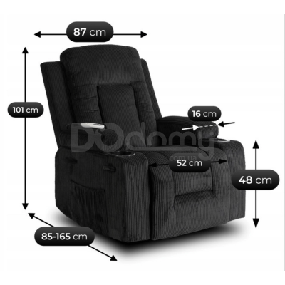 Крісло реклайнер MEBEL ELITE BOX Sztruksowy Чорний, фото 6