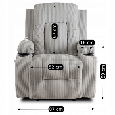 Крісло реклайнер MEBEL ELITE BOX Sztruksowy Сірий, фото 9