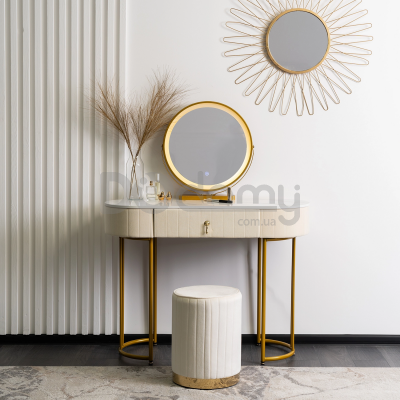 Туалетний столик MEBEL ELITE ASHLEY Бежевий / Золотий, фото 2