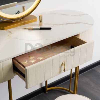 Туалетний столик MEBEL ELITE ASHLEY Бежевий / Золотий, фото 3