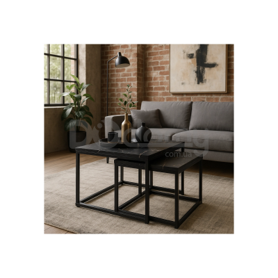 Комплект журнальний столиків MEBEL ELITE JUNO Чорний мармур, фото 1