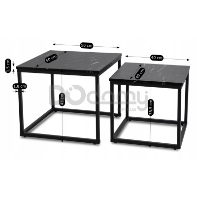 Комплект журнальний столиків MEBEL ELITE JUNO Чорний мармур, фото 5