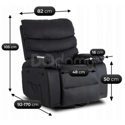 Крісло реклайнер MEBEL ELITE BRUCE Чорний Екошкіра, фото 7