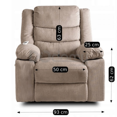 Крісло реклайнер MEBEL ELITE JASPER Бежевий Тканина, фото 9