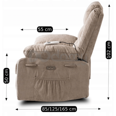 Крісло реклайнер MEBEL ELITE JASPER Бежевий Тканина, фото 10