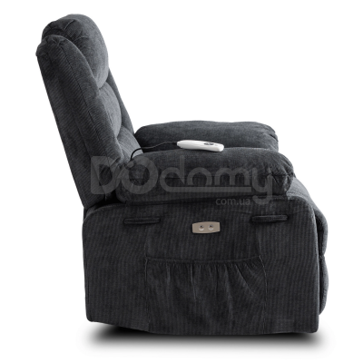 Крісло реклайнер MEBEL ELITE JASPER Темно-сірий Тканина, фото 3