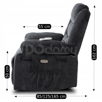 Крісло реклайнер MEBEL ELITE JASPER Темно-сірий Тканина, фото 6