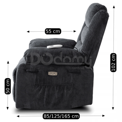 Крісло реклайнер MEBEL ELITE JASPER Чорний Тканина, фото 7