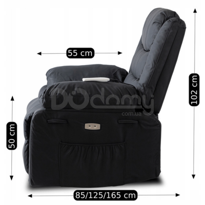 Крісло реклайнер MEBEL ELITE JASPER Чорний Екошкіра, фото 6