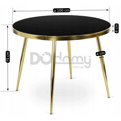 Стіл MEBEL ELITE TINGA 100 Чорний мармур / Золотий, фото 6
