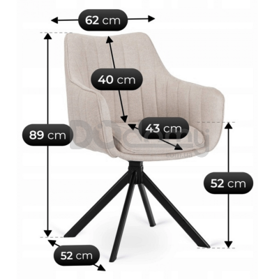 Поворотне крісло MEBEL ELITE MUMBAI Кремовий, фото 6