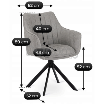 Поворотне крісло MEBEL ELITE MUMBAI Сірий, фото 3