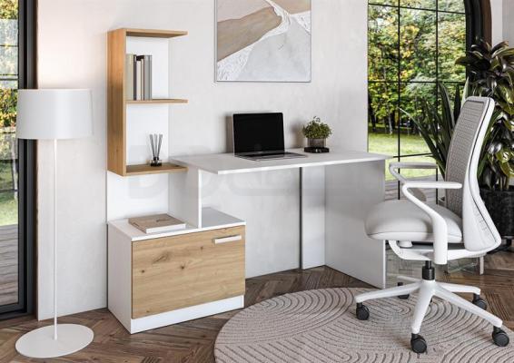 Письмовий стіл Halmar Miso білий / дуб артизан, фото 1