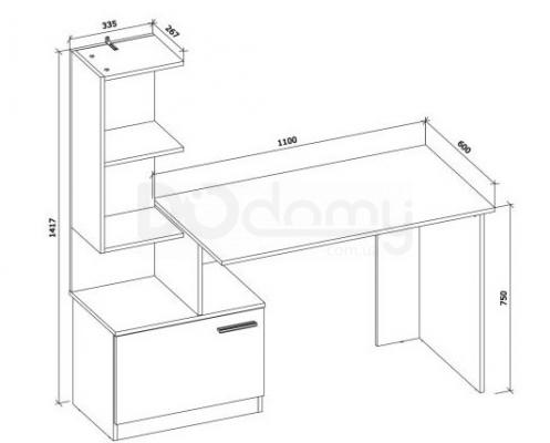 Письмовий стіл Halmar Miso графіт / дуб артизан, фото 5