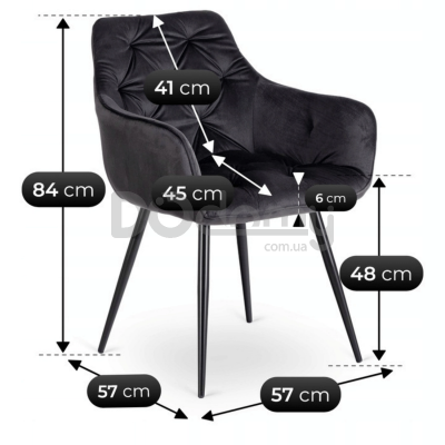Крісло MEBEL ELITE MODESTO Чорний велюр, фото 3