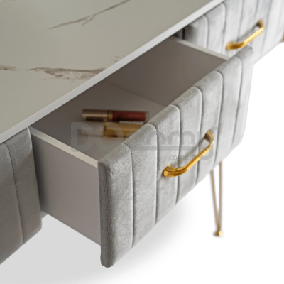 Туалетний столик MEBEL ELITE SANDY Сірий / Золотий, фото 2