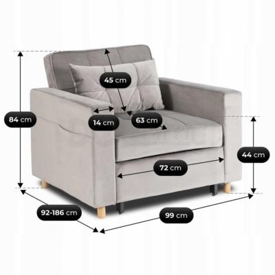 Крісло розкладне ELITE SOLOR велюр сірий, фото 5