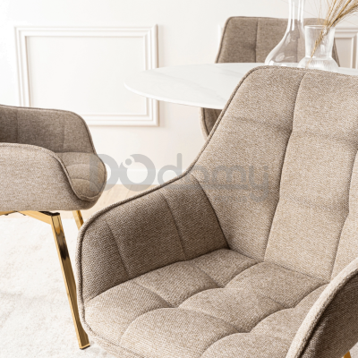 Крісло MEBEL ELITE MIA Бежевий (тканина) / Золотий, фото 2