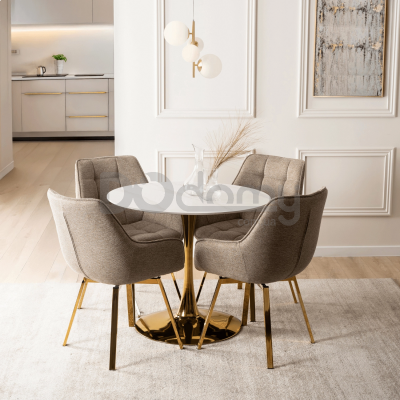 Крісло MEBEL ELITE MIA Бежевий (тканина) / Золотий, фото 4