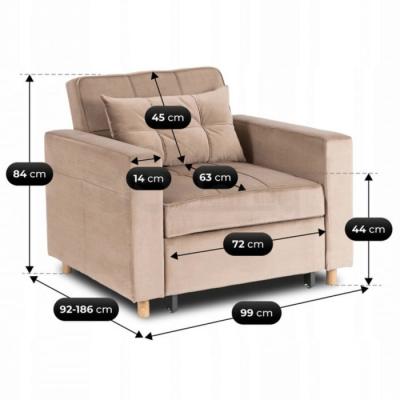 Крісло розкладне ELITE SOLOR велюр бежевий, фото 8