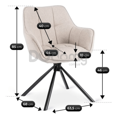 Крісло поворотне ELITE PEONY 2 Бежевий, фото 5