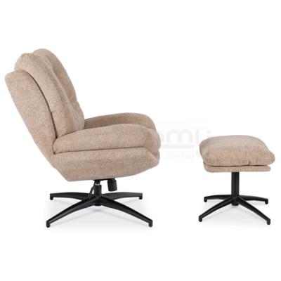 Поворотне крісло з підставкою для ніг ELITE FREMONT бежевий, фото 4
