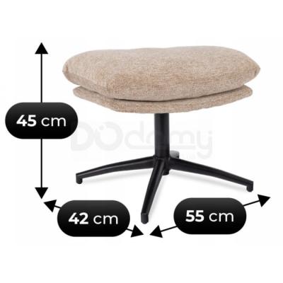 Поворотне крісло з підставкою для ніг ELITE FREMONT бежевий, фото 6