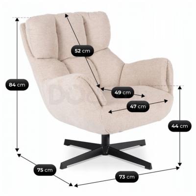 Поворотне крісло ELITE REAL кремовий, фото 4