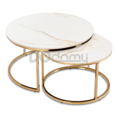 Комплект журнальних столиків MEBEL ELITE MILANO Білий мармур / Золотий, фото 2