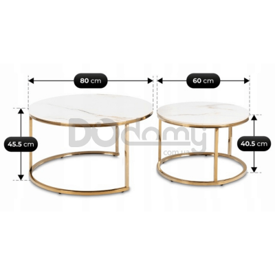 Комплект журнальних столиків MEBEL ELITE MILANO Білий мармур / Золотий, фото 4