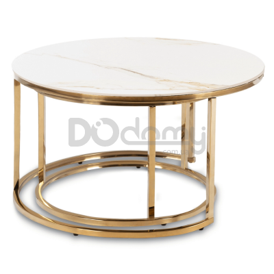 Комплект журнальних столиків MEBEL ELITE MILANO Білий мармур / Золотий, фото 5