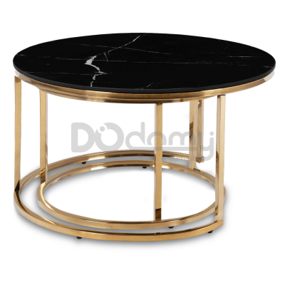 Комплект журнальних столиків MEBEL ELITE MILANO Чорний мармур / Золотий, фото 3