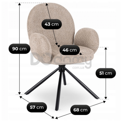 Крісло поворотне ELITE MUSSO Коричневе (Темний беж), фото 4