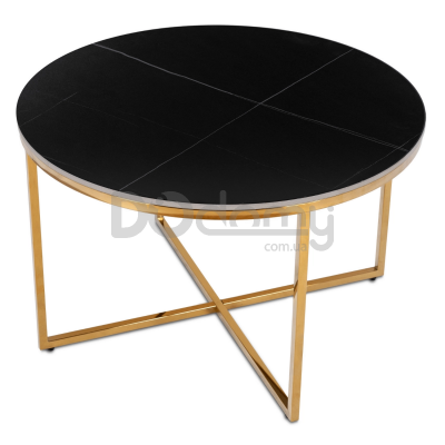 Журнальний стіл MEBEL ELITE MARINE Чорний мармур / Золотий, фото 2