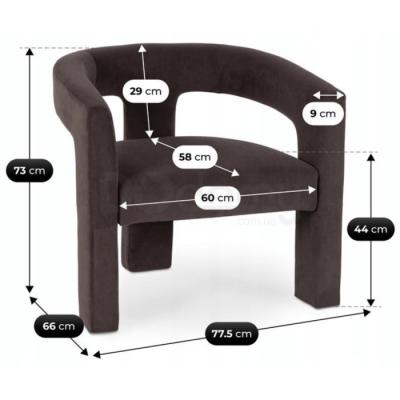 крісло ELITE LILLE оксамитовий коричневий, фото 5