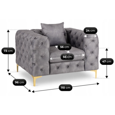 Крісло ELITE SORRENTO 1S Сірий, фото 8