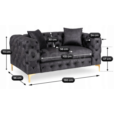 Диван двохмісний ELITE SORRENTO 2S Чорний, фото 7