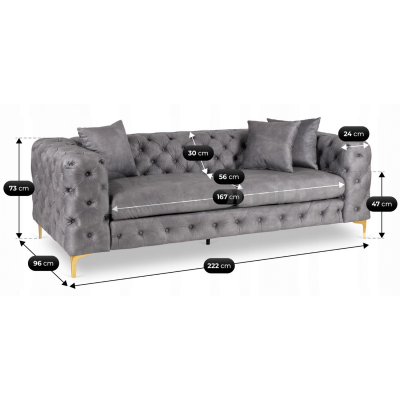 Диван трьохмісний ELITE SORRENTO 3S Сірий, фото 5