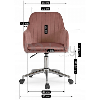 Офісне крісло MEBEL ELITE TOM Рожевий / Хром, фото 5