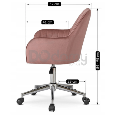 Офісне крісло MEBEL ELITE TOM Рожевий / Хром, фото 6