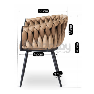 Крісло MEBEL ELITE ELENA Бежевий велюр, фото 6