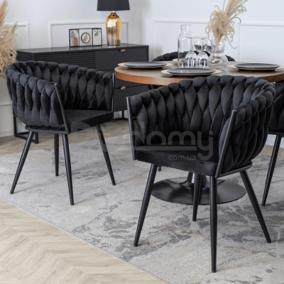 Крісло MEBEL ELITE ELENA Чорний велюр, фото 3