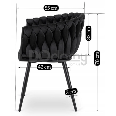 Крісло MEBEL ELITE ELENA Чорний велюр, фото 10