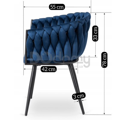 Крісло MEBEL ELITE ELENA Синій велюр, фото 8
