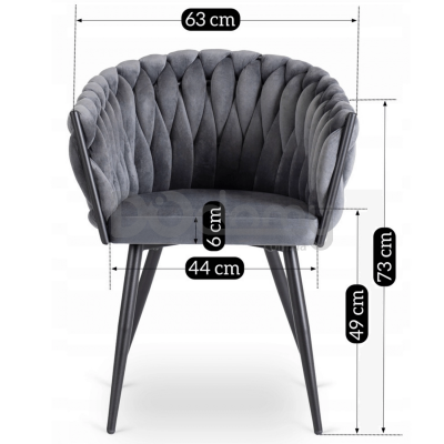 Крісло MEBEL ELITE ELENA Сірий велюр, фото 8