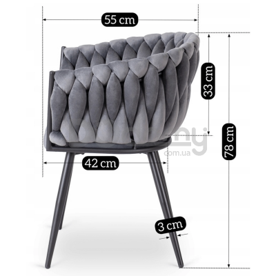 Крісло MEBEL ELITE ELENA Сірий велюр, фото 9