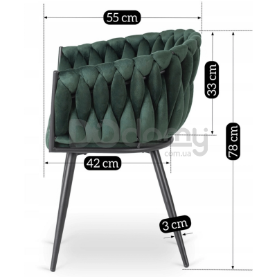 Крісло MEBEL ELITE ELENA Зелений велюр, фото 6